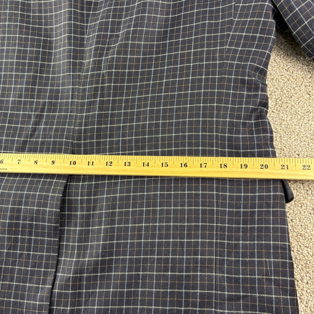 TravelSmith Blazer Mens 40R Navy Blue Silk Bamboo Windowpane‎ Sport Coat Blazer - Picture 10 of 14